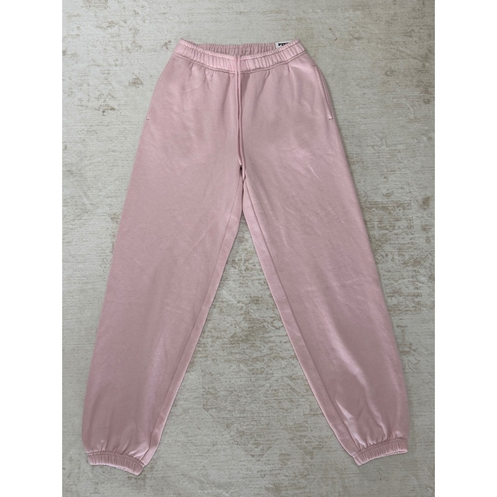 Pink Victoria's Secret Ivy Fleece Relaxed Sweatpants Pink Silver Logo XS NEW